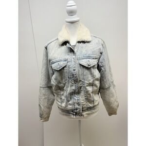 American Eagle Denim XS Jean Jacket Distressed Bleach Denim